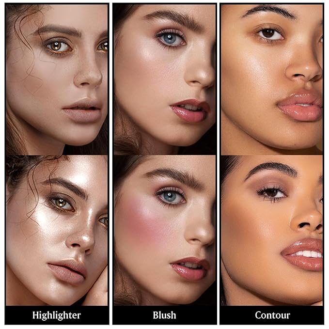 3Pcs Cream Contour Kit - Cream Blush, Highlighter, Contour Bronzer for Cheeks, Waterproof Long Lasting Blendable, Contour Stick Trio for Face Makeup (#01, 03, 04)