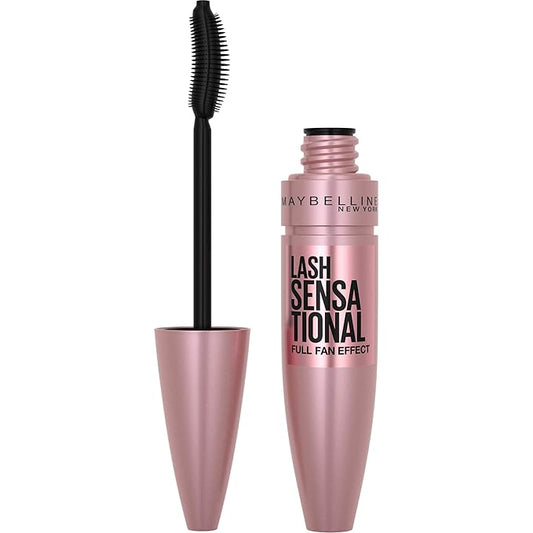 Maybelline Lash Sensational Washable Mascara, Lengthening and Volumizing for a Full Fan Effect, Brownish Black, 1 Count