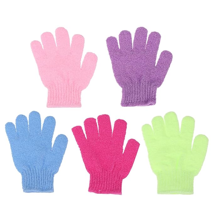 10Pcs Exfoliating Bath Gloves - Five Finger Body Scrubber and Back Massaging Towels in Random Colors, Ideal for Deep Cleaning and Skin Care