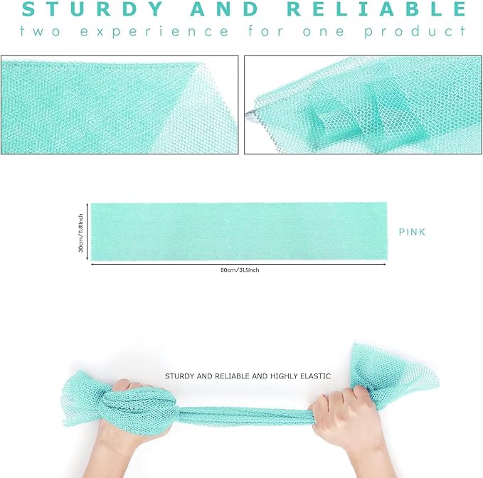 2 Pieces African Bath Sponge African Net Long Net Bath Sponge Exfoliating Shower Body Scrubber Back Scrubber Skin Smoother,Great for Daily Use (Green)