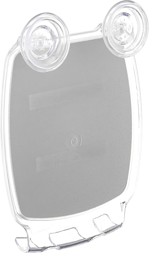 iDesign Plastic Power Lock Suction Shower Shaving Mirror with Razor Holder, Fog-Free Mirror for Bathroom or Tub, 6.25" x 8.5" x 2.5", Clear