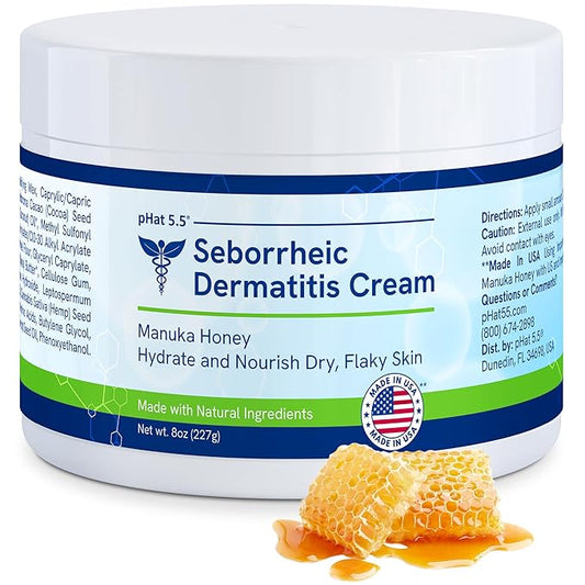 pHat 5.5 Seborrheic dermatitis Moisturizing Cream & Face Lotion for Women - Soothing Redness for Face & Body Cream - Hydrating for Dry Skin & Anti Itch Lotion (8oz)