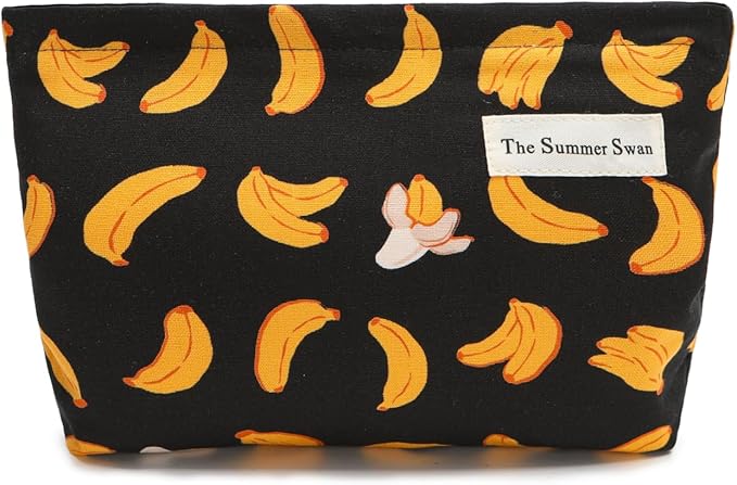 Banana Black Summer Swan | Large Floral Mid-day Clutch | Period Kit & Hygiene Skincare Bag