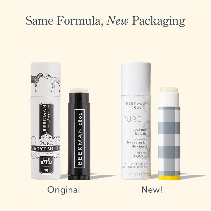 Beekman 1802 Goat Milk Lip Balm - Nourishes, Hydrates & Softens Lips - Prevents & Treats Dry & Chapped Lips - Cruelty-Free Lip Care