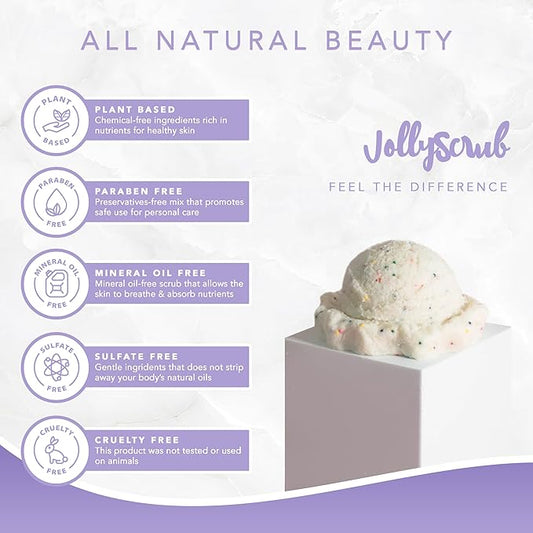 Ice Cream Scrub - Clean Moisturizing Sugar Scrub w/Whipped Shea Butter & Nourishing Oils – Fights Dry Skin & Creates Long Lasting Hydration (7.5 Fl Oz, Lavender Vanilla Cream)
