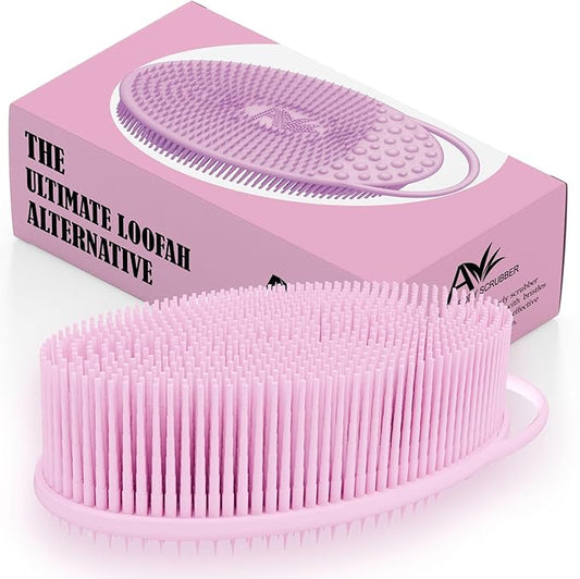 Avilana Silicone Body Scrubber – Gentle Shower Brush & Loofah Alternative – Silver-Infused Options – Fast-Drying, Hygienic, BPA-Free Silicone Body Exfoliator for Sensitive Skin, Men & Women