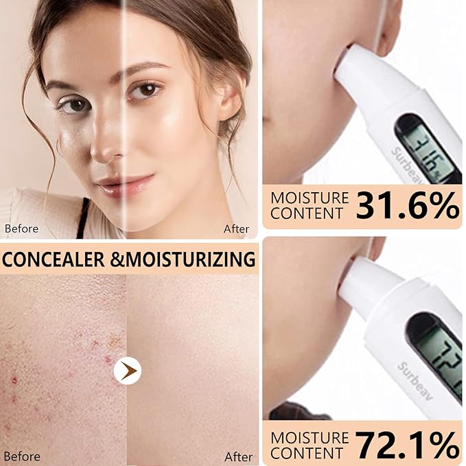 Mushroom Head Air Cushion CC Cream, BB Cream Face Makeup Moisturizing Concealer Long Lasting Full Coverage Waterproof Foundation Makeup Base Primer for All Skin Types (Ivory, 1PCS)