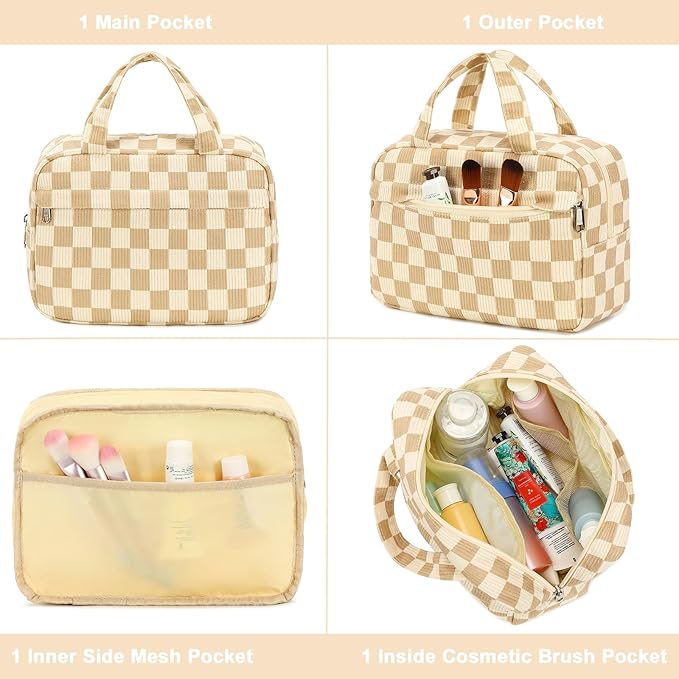 Makeup Bag for Women Cosmetic Bag Large Make Up Organizer Travel Toiletry Bags Waterproof Zipper Tote Pouch Purse for Girls