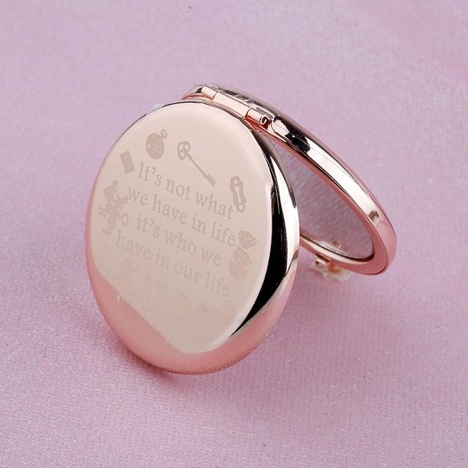 WUSUANED Princess Fans Makeup Mirror It’s Not What We Have in Life It’s Who We Have in Our Life Jewelry Cartoon Friendship Gift
