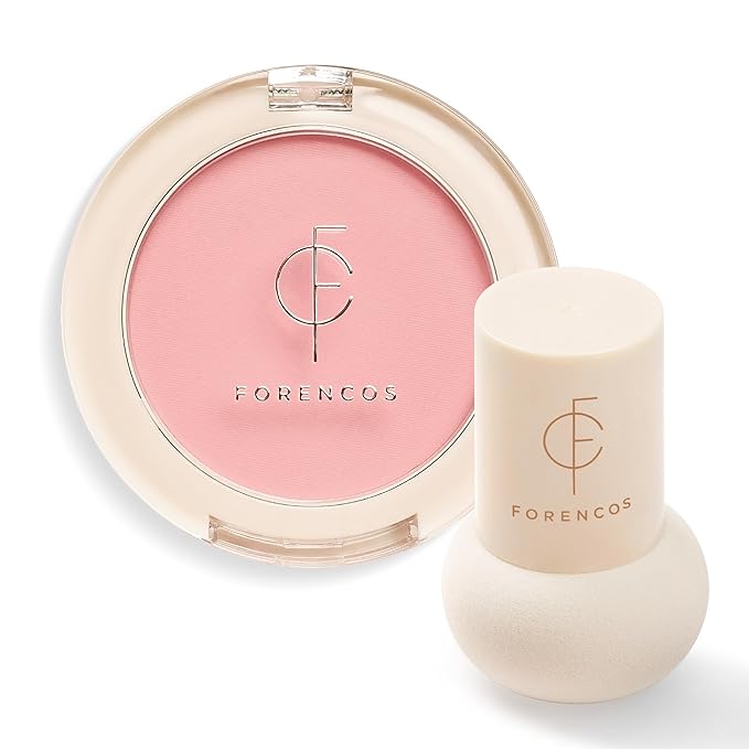 Forencos Matte Pink Blush Set (Puff Included), Long Lasting Korean Blush Power, Zero Sebum Shine, Flawless Finish, Easy Blending, Lightweight & No Cakey Residue (FLOUR PINK)