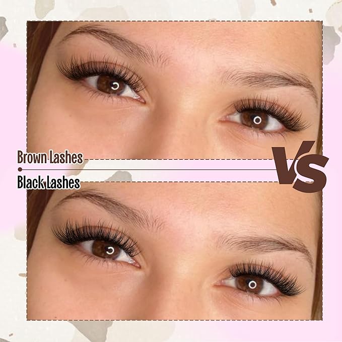 Brown Lash Cluster Kit Dark Brown Eyelash Clusters Gently Fluffy Individual Lashes Kit Natural DIY Lash Extensions Kit Wispy Cluster Eyelash Extensions Kit with Lash Bond and Seal Remover Tweezers