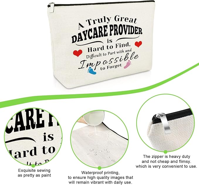 3 Pcs Daycare Provider Appreciation Gift Makeup Bag Daycare Teacher Gifts 3 Pack Cosmetic Bag Thank You Present for Childcare Provider Childhood Educators Christmas Birthday Present Travel Pouch