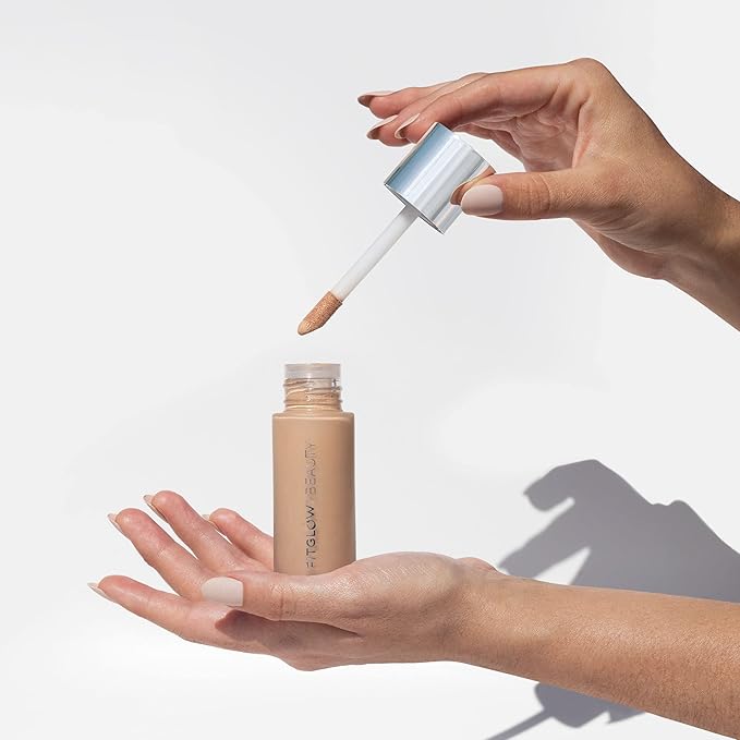 Fitglow Beauty - Natural Foundation+ Photo-Filtering Foundation | Vegan, Woman-Owned Clean Beauty (F6 - Deep Neutral, Soft Olive Undertones)