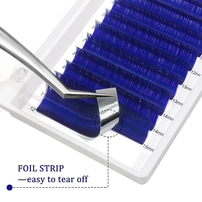 QUEWEL Easy Fan Volume Lashes .07 D Curl Blue Lash Extensions 9-16mm Mixed Tray Color Self Fanning 2D-10D Eyelash Extensions (Blue 0.07 D 9-16mm)