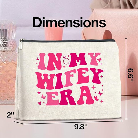 Wifey Makeup Bag Engagement Gifts for Women, Bridal Shower Wedding Bachelorette Party Gifts for Wife Bride, In My Wifey Era Cosmetic Bag Gift