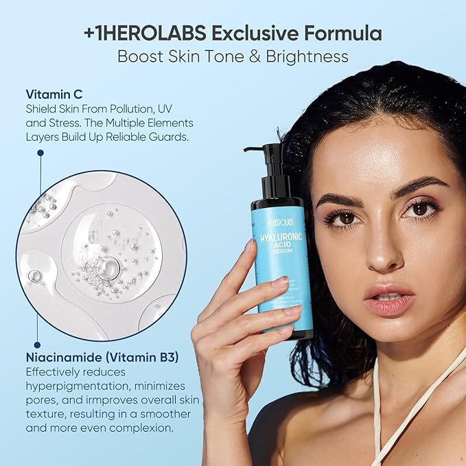 Hyaluronic Acid Serum for Face with Vitamin B5, C, E & Niacinamide, Hydrating & Plumping Face Serum for Sensitive Skin, Fragrance-Free 4 Fl Oz