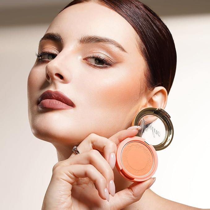 Oulac Peach Blush Makeup for Fair Light Skin | Pigmented Powdery Korean Style | Natural Radiant Look | Blendable & Buildable | Vegan Cruelty-Free | 4.8g 16 Summer Time