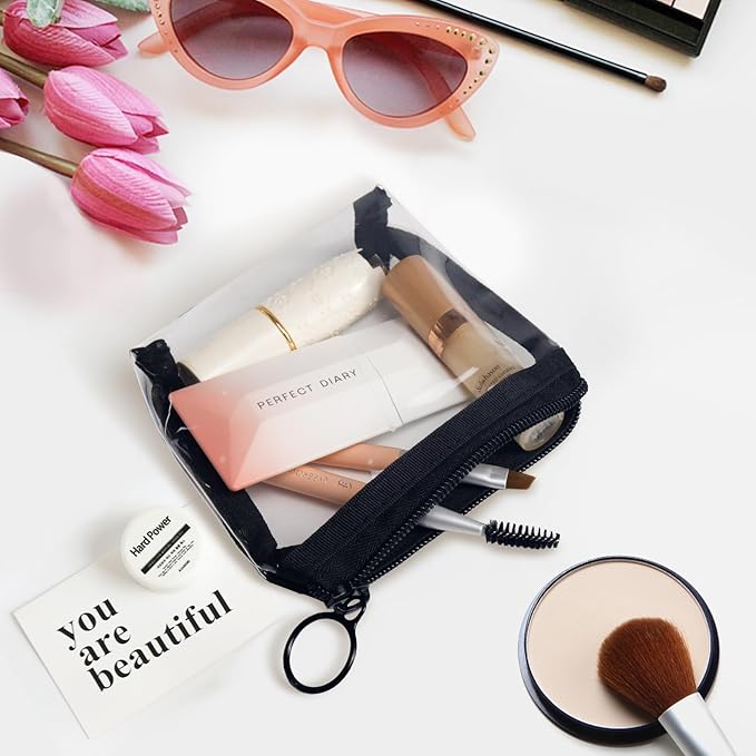 Aosbos 3-Pack Mesh Cosmetic Bag Set - Travel/On-The-Go Makeup Storage, Zipper Closure Small Pouch