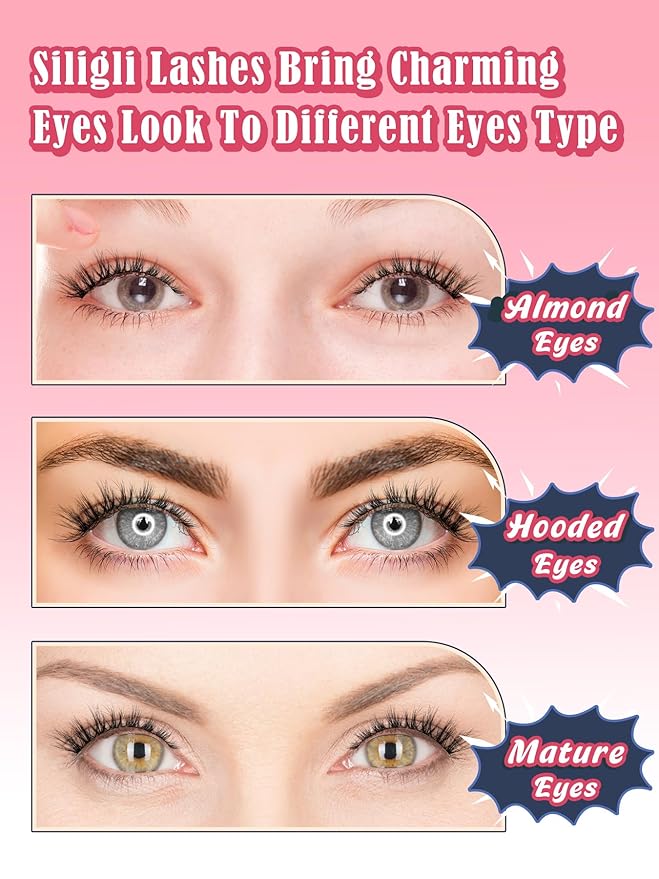 Lashes Natural Cat Eye Lashes Wispy Eyelashes 15mm False Eyelashes Wispy Lashes 3D Volume Strip Eyelashes Thin Cotton Band Soft Fake Eyelashes False Lashes Pack 7 Pairs Siligli