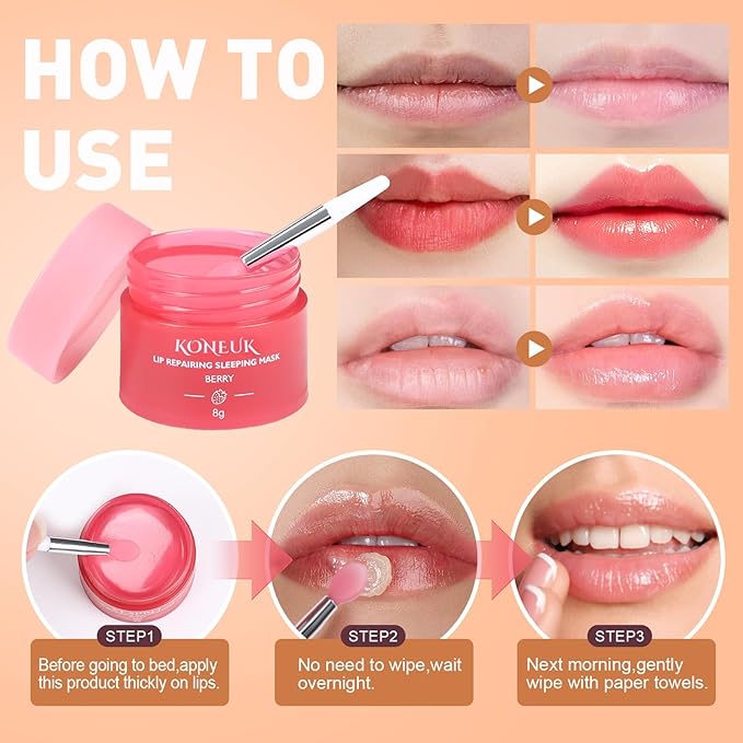 12 Pack Lip Sleeping Mask Set, Overnight Lip Treatment, Nourish and Hydrate Lip Mask With Vitamin C and Coconut Oil, Lip Balm for Dry Lips, Reduce Lip Lines and Improve Lip Color