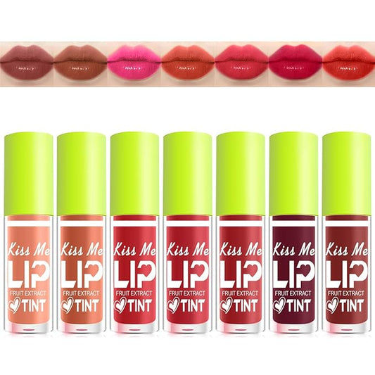 7 Colors Lip Tint Stain Set, Watery Lip Stain Mini Liquid Matte Lipstick,Moisturizing Lip Stain, Long-Lasting,Non-Stick Tinta Para Labios, Waterproof and High Pigment Lip Makeup (02# AVOCADO)