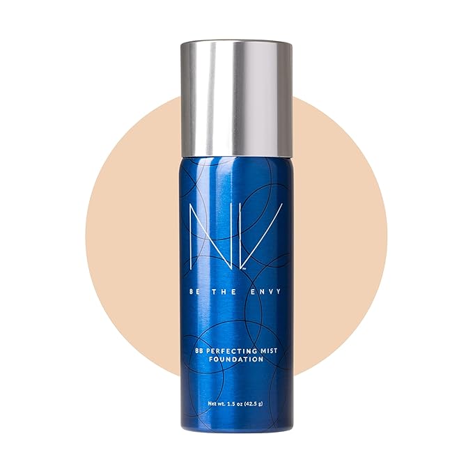NV BB Perfecting Mist Foundation Buildable Coverage Professional Airbrush Makeup with Plant-based Stem Cell Polypeptides, Vitamins A, D, E and Aloe, 1.5 ounces, Cool Buff
