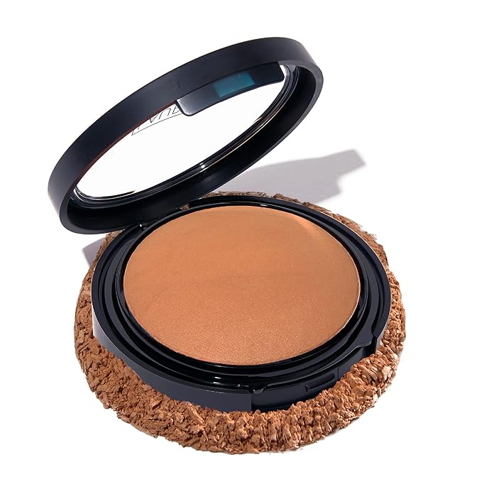 LAURA GELLER NEW YORK Baked Double Take Powder Foundation - Deep - Buildable Medium to Full Coverage - Matte Finish