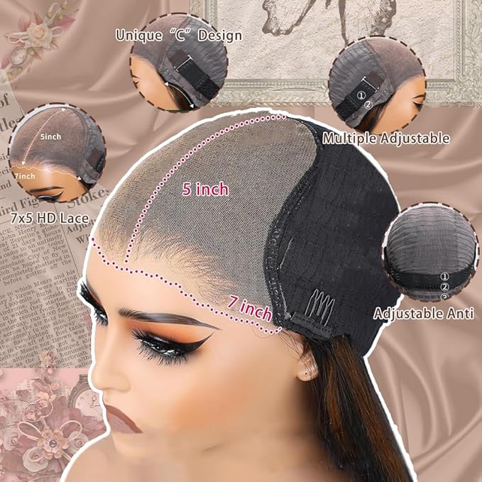 Ombre Lace Front Wig Human Hair Body Wave 9x6 Glueless Wigs Human Hair Pre Plucked Pre Cut 180% Density Wear and Go Highlight Wig Human Hair Bob 4/27 Brown Blonde Short Wigs For Women 10 Inch