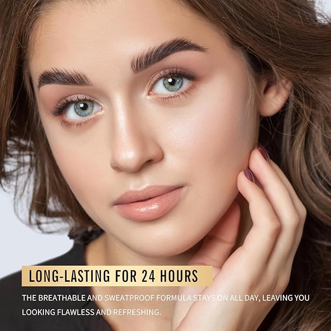 KIMUSE Baked Foundation, Brighten Color Correcting Powder Foundation, Lighting Glow Baked Foundation for Mature Skin, Buildable Coverage, Radiant Natural Finish