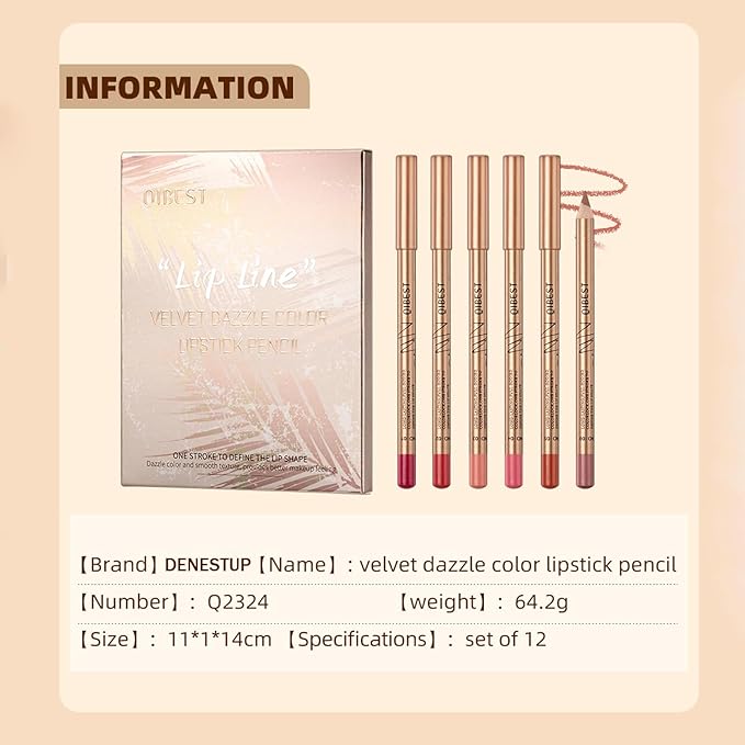 12 Colors Lip Liner Set, Brown Pink Red Series Lip Liners, Plump Nude Lip Shape No Smudge Longwear Smooth Lip Pen Waterproof Lipstick High Pigmented Natural Lip Makeup Pencil
