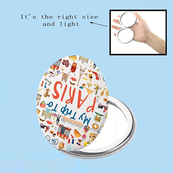 BEKECH Paris Travel Gift My Trip to Paris Travel Makeup Mirror Paris Trip Gift Europe Vacation Pocket Mirror Paris Gifts