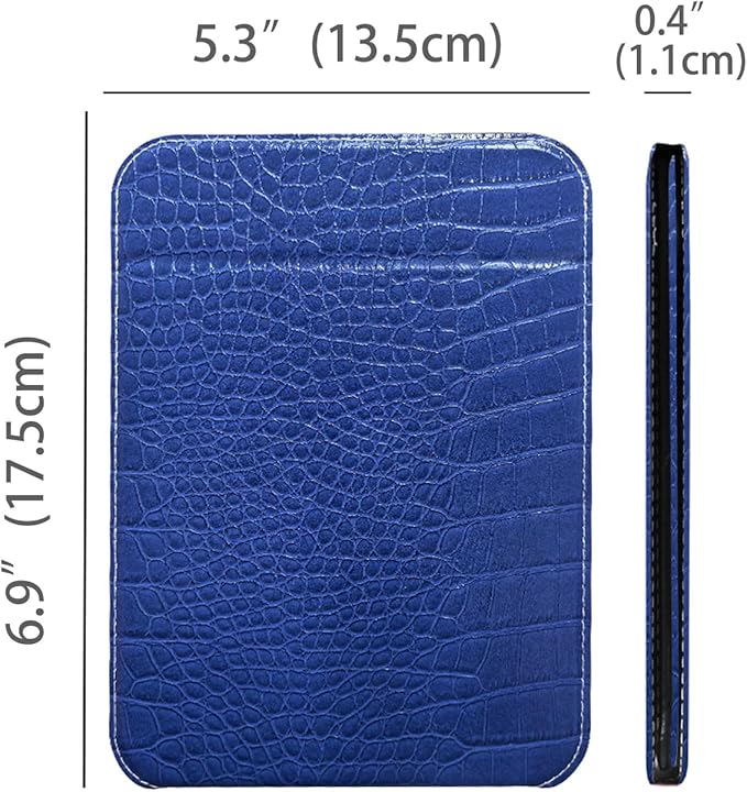 Blue Foldable Desk Mirror, 5.3×6.9” Adjustable Angle Rounded Rectangle PU Edge Covering Travel Mirror with Stand (MBlue)