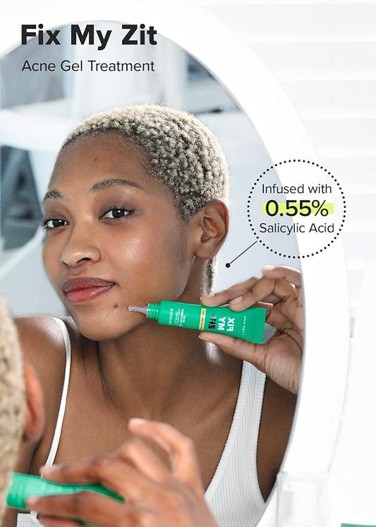 I DEW CARE Acne Gel Treatment - Fix My Zit | with 0.55% Salicylic Acid, Spot Treatment, Blemishes & Zits, Pimple Control, Clears Breakouts, for Sensitive Skin, Soothing, 0.67 FL Oz