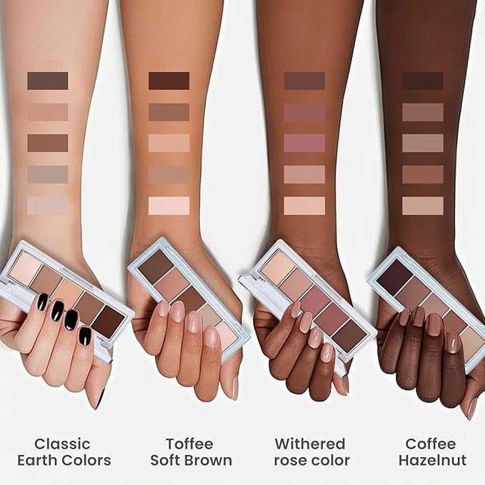 5 Colors Mini Neutral Naked Eyeshadow Palette for Brown Eyes,Nude Brown & Taupe Natural Eye Shadow Palette Makeup,Velvety Matte Finish,Travel Size,Highly Pigmented Long Lasting Waterproof.(04#)