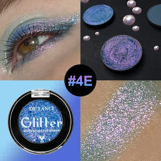 Afflano Holographic Glitter Eyeshadow - Color Change Multichrome Silver Blue Shimmer Metallic Eye Makeup, Sparkling Pigment Chameleon Duo Chrome for Blue Eyes