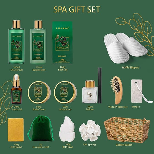 18-Piece Luxury Spa Gift Basket Set for Fathers Day Bath & Body Care Kit for Women & Men Perfect Gift for Christmas Mother's Day Birthday with Shower Gel & More Great for Holidays & Special Occasions