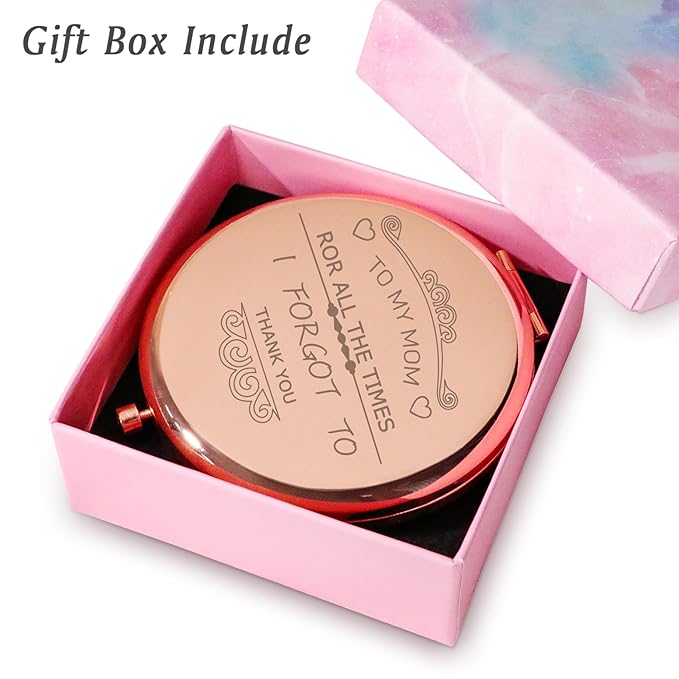 Mom Gifts from Daughter Son, Personalized Compact Mirror, Unique Mothers Day Birthday Gifts for Mom, Appreciation Present for Mother Parents