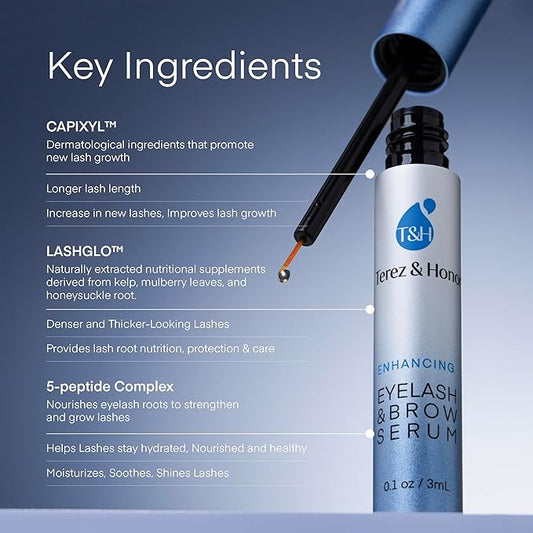 Advanced Eyelash Serum for Thicker, Longer Eyelashes and Eyebrows - Grow Luscious Lashes with Brow Enhancer (3mL)