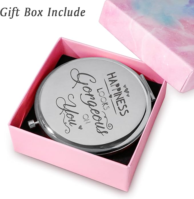 Personalized Gifts for Women Girls, Inspirational Compact Mirrors, 2025 Graduation Gifts for Her, Unique Mothers Day Birthday Gifts for Mom Sister Wife Daughter Niece, Friendship Gifts for Friends