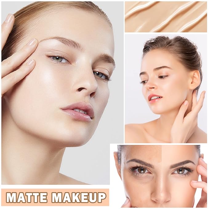 Flawless AirBrush Foundation High Coverage Foundation Smooth Creamy Matte Spray Foundation Makeup Kit For Mature Skin With Natural Nude Finish #Natural Color