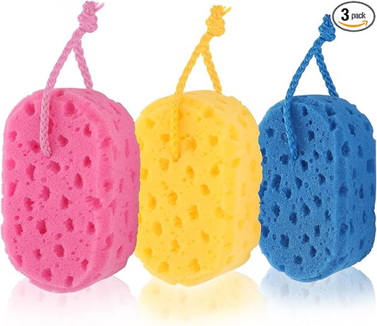 3 Pcs Exfoliating Bath Sponge Soft Shower Sponges for Women Reusable Body Sponges for Men Washing Scrubber