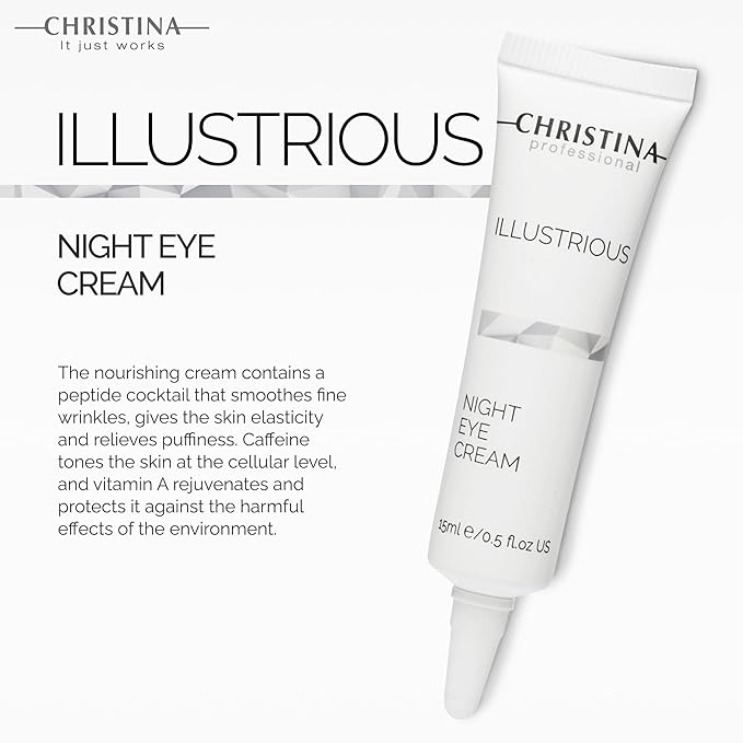 -CHRISTINA- Illustrious Night Eye Cream with Retinol and Vitamin C | Under Eye Cream Revitalizes, Brightens, Nourishes the Skin | Night Cream for All Skin Types 15ml