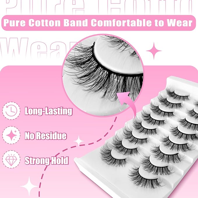 3D Fluffy Strip Lashes - Ultra Soft & Natural Looking False Eyelashes for Instant Volume | Easy to Apply, Reusable