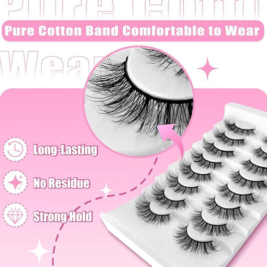 3D Fluffy Strip Lashes - Ultra Soft & Natural Looking False Eyelashes for Instant Volume | Easy to Apply, Reusable