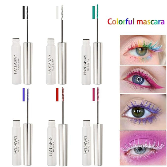 BONNIE CHOICE 6Pcs Colored Mascara Set for Eyelashes, Red Pink Purple Green White Black Colorful Mascara Waterproof Charming Long Lasting Voluminous Eye Makeup Mother's Day Gifts for Women