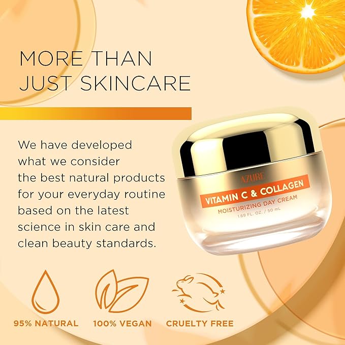 Azure Dermatologist Tested Vitamin C Face Moisturizer - K Beauty Anti-Aging, Glowing & Deep Hydration Face Cream - Korean Skincare - All Skin Type Pack of 2