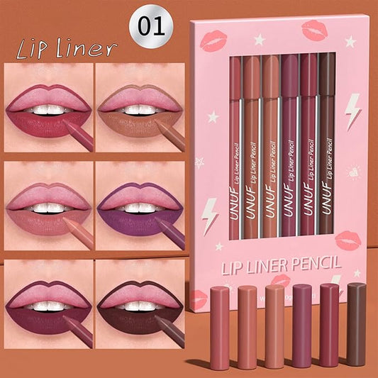 MAEPEOR Matte Lip Crayon 6PCS Smooth Velvety Lip Liner Pencils Set Waterproof Long Wear Lipstick Crayon Pen (Set 01)