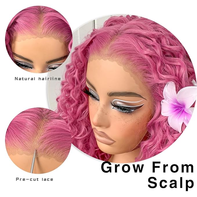 Purple Curly Wig Synthetic HD Lace Frontal Wig Pre-Plucked 13x6 Wear And Go Glueless Wig Afro Lavender Kinky Curly For Cosplay