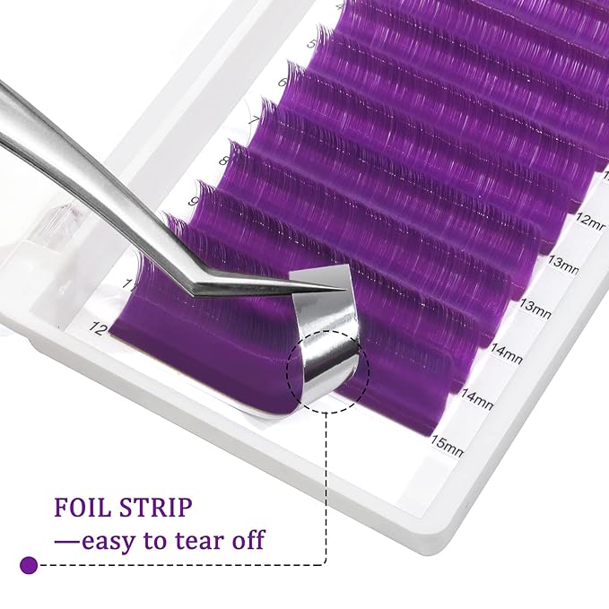 QUEWEL Easy Fan Volume Lashes .07 D Curl Purple 9-16mm Mixed Lash Tray Color Extensions Self Fanning 2D-10D Eyelash Extensions (Purple 0.07 D 9-16mm)