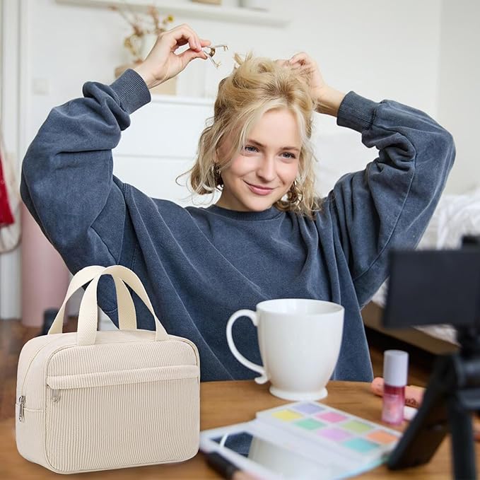 Makeup Bag for Women Cosmetic Bag Large Make Up Organizer Travel Toiletry Bags Waterproof Zipper Tote Pouch Purse for Girls